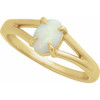 14K Yellow Natural White Opal Cabochon Ring