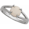 14K White Natural White Opal Cabochon Ring