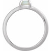 Platinum Natural White Opal Cabochon Ring