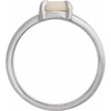 Platinum Natural White Opal Cabochon Ring