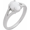 Platinum Natural White Opal Cabochon Ring