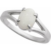 Platinum Natural White Opal Cabochon Ring