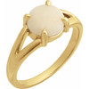 14K Yellow Natural White Opal Cabochon Ring