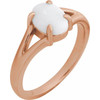 14K Rose Natural White Opal Cabochon Ring