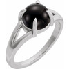 14K White Natural Onyx Cabochon Ring