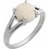 Platinum Natural White Opal Cabochon Ring
