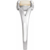 Platinum Natural White Opal Cabochon Ring