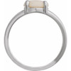 14K White Natural White Opal Cabochon Ring