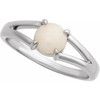 14K White Natural White Opal Cabochon Ring