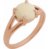 14K Rose Natural White Opal Cabochon Ring
