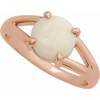 14K Rose Natural White Opal Cabochon Ring