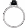 14K White Natural Onyx Cabochon Ring