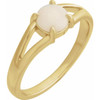 14K Yellow Natural White Opal Cabochon Ring