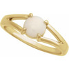 14K Yellow Natural White Opal Cabochon Ring