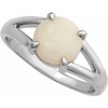 Sterling Silver Natural White Opal Cabochon Ring