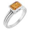 14K White Natural Citrine Ring