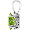 14K White Natural Peridot Pendant