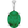 14K White Lab-Grown Emerald Pendant