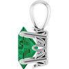 14K White Lab-Grown Emerald Pendant
