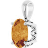 14K White Natural Citrine Pendant