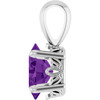 14K White Natural Amethyst Pendant