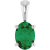 14K White Lab-Grown Emerald Pendant