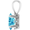 14K White Natural Blue Zircon Pendant