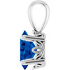 14K White Lab-Grown Blue Sapphire Pendant