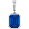 14K White Lab-Grown Blue Sapphire Pendant