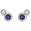 Genuine Amethyst Earrings in Sterling Silver Amethyst and 1/8 Carat Diamond Earrings |$667