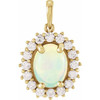 14K Yellow Natural Ethiopian Opal & 1/3 CTW Natural Diamond Halo-Style Pendant 