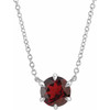 Sterling Silver Natural Mozambique Garnet Solitaire Round Cut Necklace 16 Inch, 5.5mm - $200