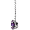 Sterling Silver Natural Amethyst Solitaire Round Cut Necklace 16 Inch, 6mm - $225