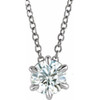 Sterling Silver Natural White Sapphire Solitaire Necklace 4mm, 16-18 Inch - $228