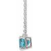 Sterling Silver Natural Blue Zircon Emerald Cut Necklace 18 Inch, 5x3mm - $172