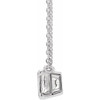 Sterling Silver Natural White Sapphire Emerald Cut Necklace 18 Inch, 5x3mm - $189
