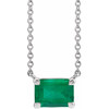 Sterling Silver Lab-Grown Emerald 18" Necklace
