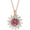 14 Karat Rose Gold Natural Pink Tourmaline & Natural Diamond Halo to Style Necklace 5/8 CTW, 16-18 Inch - $2,689