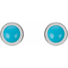 Sterling Silver Cabochon Natural Turquoise Bezel Set Solitaire Earrings |$271