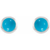Sterling Silver Cabochon Natural Turquoise Bezel-Set Solitaire Earrings