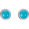 Sterling Silver Cabochon Natural Turquoise Bezel-Set Solitaire Earrings