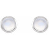 Sterling Silver Cabochon Natural Rainbow Moonstone Bezel Set Solitaire Earrings |$260