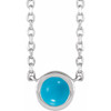 Sterling Silver Cabochon Natural Turquois Bezel-Set 18" Necklace