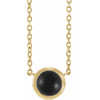 14K Yellow Cabochon Natural Black Onyx Bezel-Set 18" Necklace