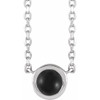 Platinum Cabochon Natural Black Onyx Bezel-Set 18" Necklace