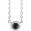 Platinum Cabochon Natural Black Onyx Bezel-Set 18" Necklace