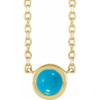 14K Yellow Cabochon Natural Turquois Bezel-Set 18" Necklace