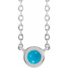 Sterling Silver Cabochon Natural Turquois Bezel-Set 18" Necklace