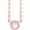 14K Rose Cabochon Natural Rainbow Moonstone Bezel-Set 18" Necklace
