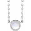 Sterling Silver Cabochon Natural Rainbow Moonstone Bezel-Set 18" Necklace
